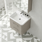 Pride Wall Mounted 600mm 2-Drawer Vanity Unit with Polymarble Basin - Pebble Grey