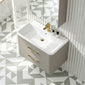 Pride Wall Mounted 800mm 2-Drawer Vanity Unit with Polymarble Basin - Pebble Grey
