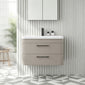 Pride Wall Mounted 800mm 2-Drawer Vanity Unit with Polymarble Basin - Pebble Grey