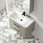 Pride Wall Mounted 800mm 2-Drawer Vanity Unit with Polymarble Basin - Pebble Grey