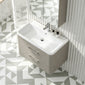 Pride Wall Mounted 800mm 2-Drawer Vanity Unit with Polymarble Basin - Pebble Grey