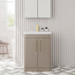 Pride Floorstanding 600mm 2-Door Vanity Unit with Polymarble Basin - Pebble Grey