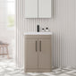 Pride Floorstanding 600mm 2-Door Vanity Unit with Polymarble Basin - Pebble Grey