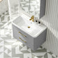 Pride Wall Mounted 800mm 2-Drawer Vanity Unit with Polymarble Basin - Satin Grey