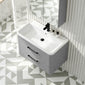 Pride Wall Mounted 800mm 2-Drawer Vanity Unit with Polymarble Basin - Satin Grey