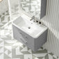 Pride Wall Mounted 800mm 2-Drawer Vanity Unit with Polymarble Basin - Satin Grey