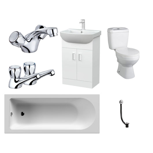  Mercatus Vanity Unit Straight Bath Suite - 1600x700