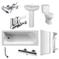 Mercatus Basin Pedestal Straight Bath Suite with Shower Kit - 1500x700