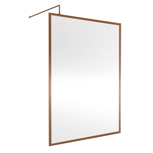  Nuie Full Outer Framed Wetroom Screen 1850x1400 8mm with Supported Bar - Brushed Bronze - welovecouk