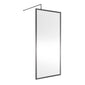 Nuie 1850x900 Full Framed Wetroom Screen 8mm with Suported Bar - Brushed Pewter - welovecouk