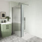 1400 x 900mm Stone Shower Tray & 8mm Screen Pack - Fluted Glass Brushed Pewter