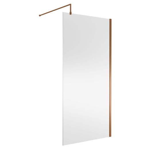  Nuie 1850 x 1000 Semi-frameless Wetroom Screen With Support Bar - Brushed Bronze - welovecouk
