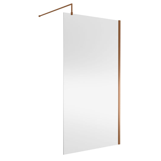  Nuie 1850 x 1100 Semi-frameless Wetroom Screen With Support Bar - Brushed Bronze - welovecouk