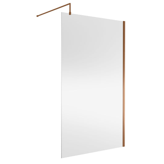  Nuie 1850 x 1200 Semi-frameless Wetroom Screen With Support Bar - Brushed Bronze - welovecouk