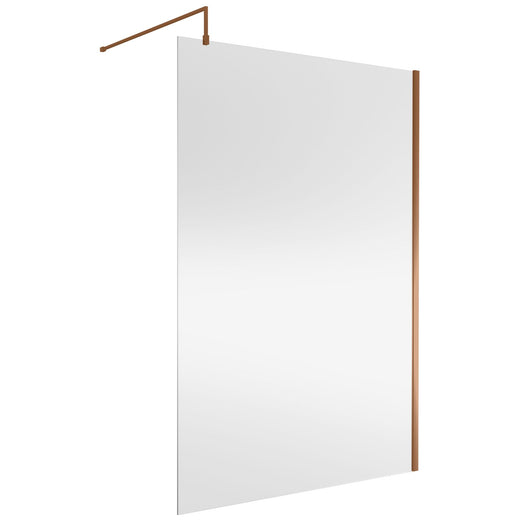  Nuie 1850 x 1400 Semi-frameless Wetroom Screen With Support Bar - Brushed Bronze - welovecouk
