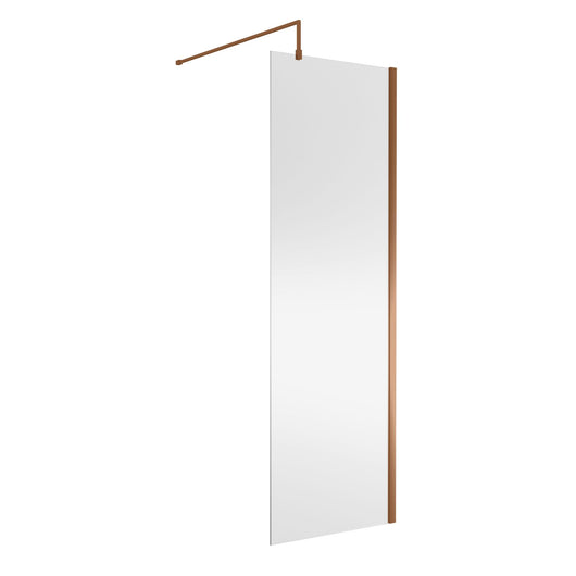  Nuie 1850 x 700 Semi-frameless Wetroom Screen With Support Bar - Brushed Bronze - welovecouk