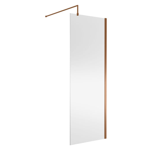  Nuie 1850 x 760 Semi-frameless Wetroom Screen With Support Bar - Brushed Bronze - welovecouk
