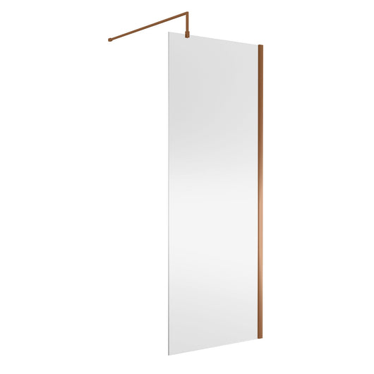  Nuie 1850 x 800 Semi-frameless Wetroom Screen With Support Bar - Brushed Bronze - welovecouk