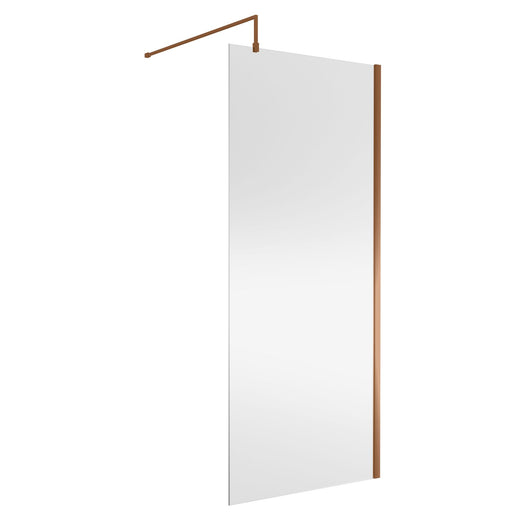  Nuie 1850 x 900 Semi-frameless Wetroom Screen With Support Bar - Brushed Bronze - welovecouk