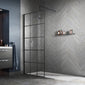 Trieste 1950 x 700mm Matt Black Grid Wetroom Screen with Support Bar - 8mm Glass