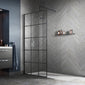 Trieste 1950 x 900mm Matt Black Grid Wetroom Screen with Support Bar - 8mm Glass