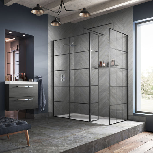  Black Framed Enclosure with Stone Shower Tray - Various Sizes Available