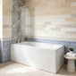 Wallgate 1600 x 700mm Single Ended Acrylic Bath & Curved Bath Screen