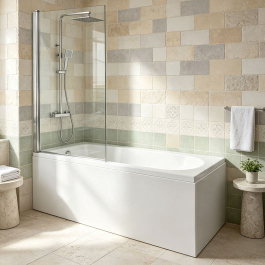  Wallgate 1600 x 700mm Single Ended Acrylic Bath & Square Bath Screen
