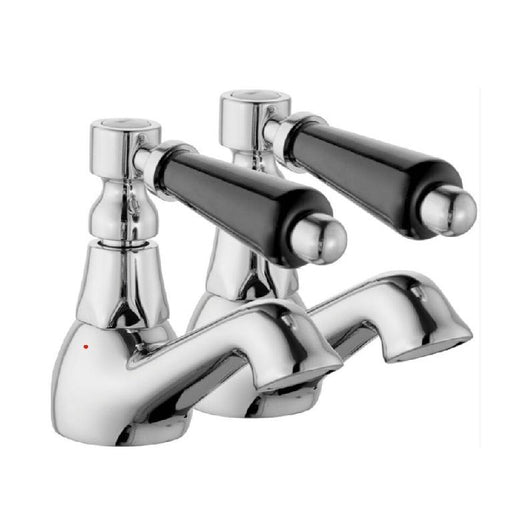  Tre Mercati Black Lever Action Basin Taps - Chrome