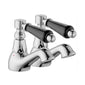 Tre Mercati Black Lever Action Basin Taps - Chrome