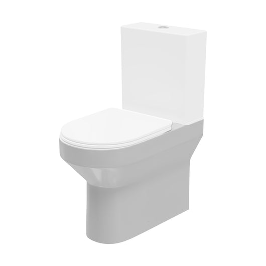  LECICO Zara Round Rimless WC - Comfort Height Close Coupled Flush To Wall Pan