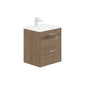 LECICO Zara 50cm 2-Drawer Wall Hung Vanity Unit - Oak