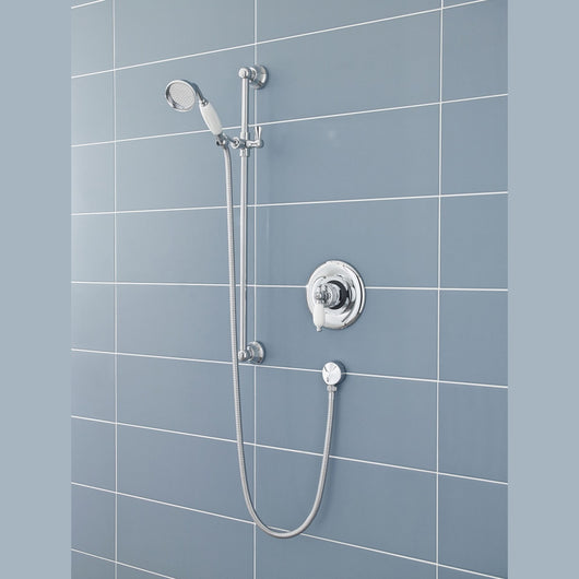  Nuie Traditional Slider Shower Rail Kit & Traditional Handset, Chrome