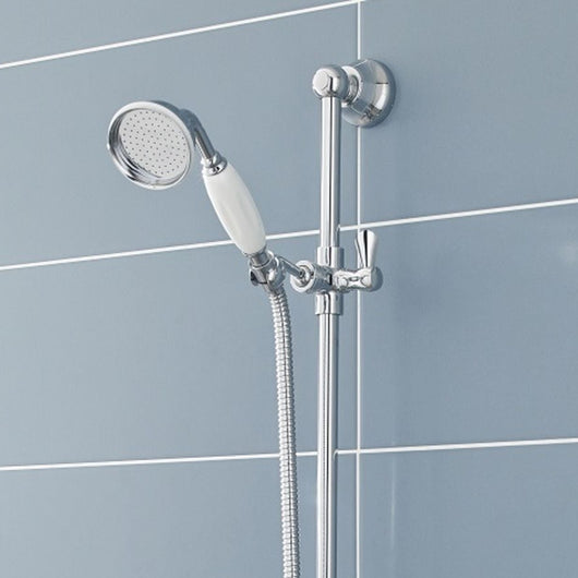  Nuie Traditional Slider Shower Rail Kit & Traditional Handset, Chrome - welovecouk