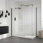 Aquadart Wetroom 8 Glass Panel 800mm Clear With Black Profile Pack - welovecouk