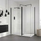Aquadart Wetroom 8 Glass Panel 800mm Clear With Black Profile Pack - welovecouk