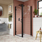 Lucie Matt Black 900mm Hinged Shower Door - 8mm Glass