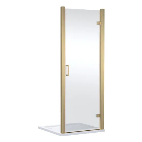  Lucie Brushed Brass 900mm Hinged Shower Door - 8mm Glass