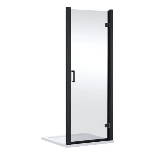  Lucie Matt Black 900mm Hinged Shower Door - 8mm Glass