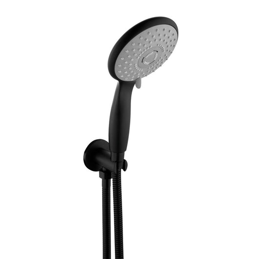  Aquadart Thermostatic Concealed Twin Valve with Round Fixed Shower Head and Round Handset - Black - welovecouk