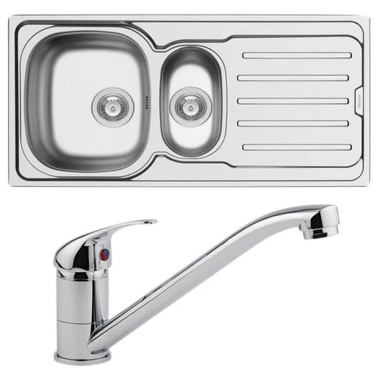  Arley 1000 x 500mm 1.5 Bowl Kitchen Sink & Tap Pack - welovecouk