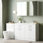 Nuie Arno 1200mm Floor Standing 4-Door Vanity & Double Polymarble Basin - Gloss White