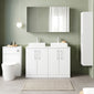 Nuie Arno 1200mm Floor Standing 4-Door Vanity & Worktop - Gloss White - welovecouk