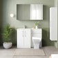 Nuie Arno L-Shaped 1100 Floor Standing Marble Basin Combination Unit - Gloss White with Brava Toilet - welovecouk