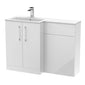 Nuie Arno Floor Standing 1100mm L Shape Combination Unit with Solid Stone Basin - Gloss White - welovecouk