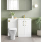 Nuie Arno L-Shaped 1100 Floor Standing Solid Stone Basin Combination Unit - Gloss White with Freya Toilet - welovecouk