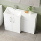 Nuie Arno L-Shaped 1100 Floor Standing Solid Stone Basin Combination Unit - Gloss White with Brava Toilet - welovecouk