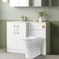 Nuie Arno L-Shaped 1100 Floor Standing Marble Stone Basin Combination Unit - Gloss White with Freya Toilet - welovecouk