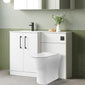 Nuie Arno L-Shaped 1100 Floor Standing Marble Stone Basin Combination Unit - Gloss White with Freya Toilet - welovecouk