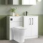 Nuie Arno L-Shaped 1100 Floor Standing Marble Stone Basin Combination Unit - Gloss White with Freya Toilet - welovecouk